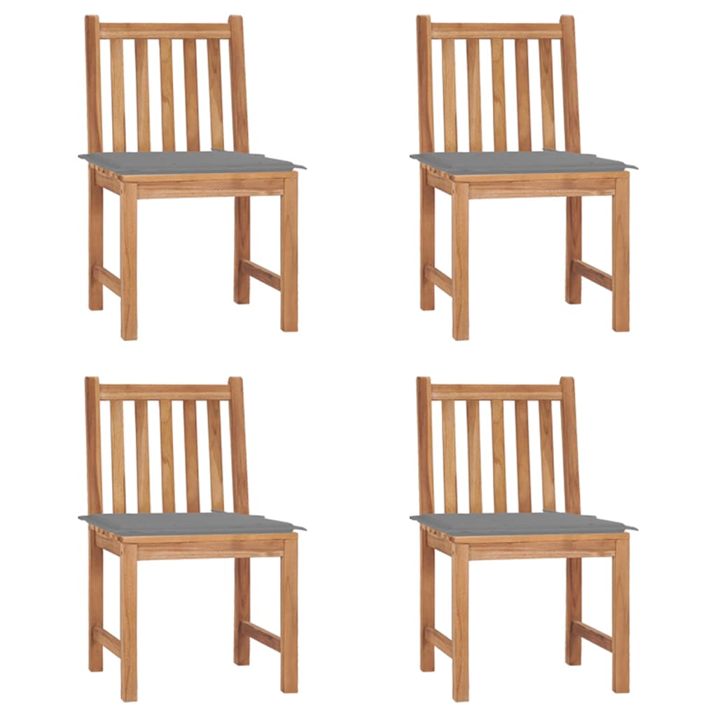 Καρέκλες Κήπου 4 τεμ. από Μασίφ Ξύλο Teak με Μαξιλάρια 1