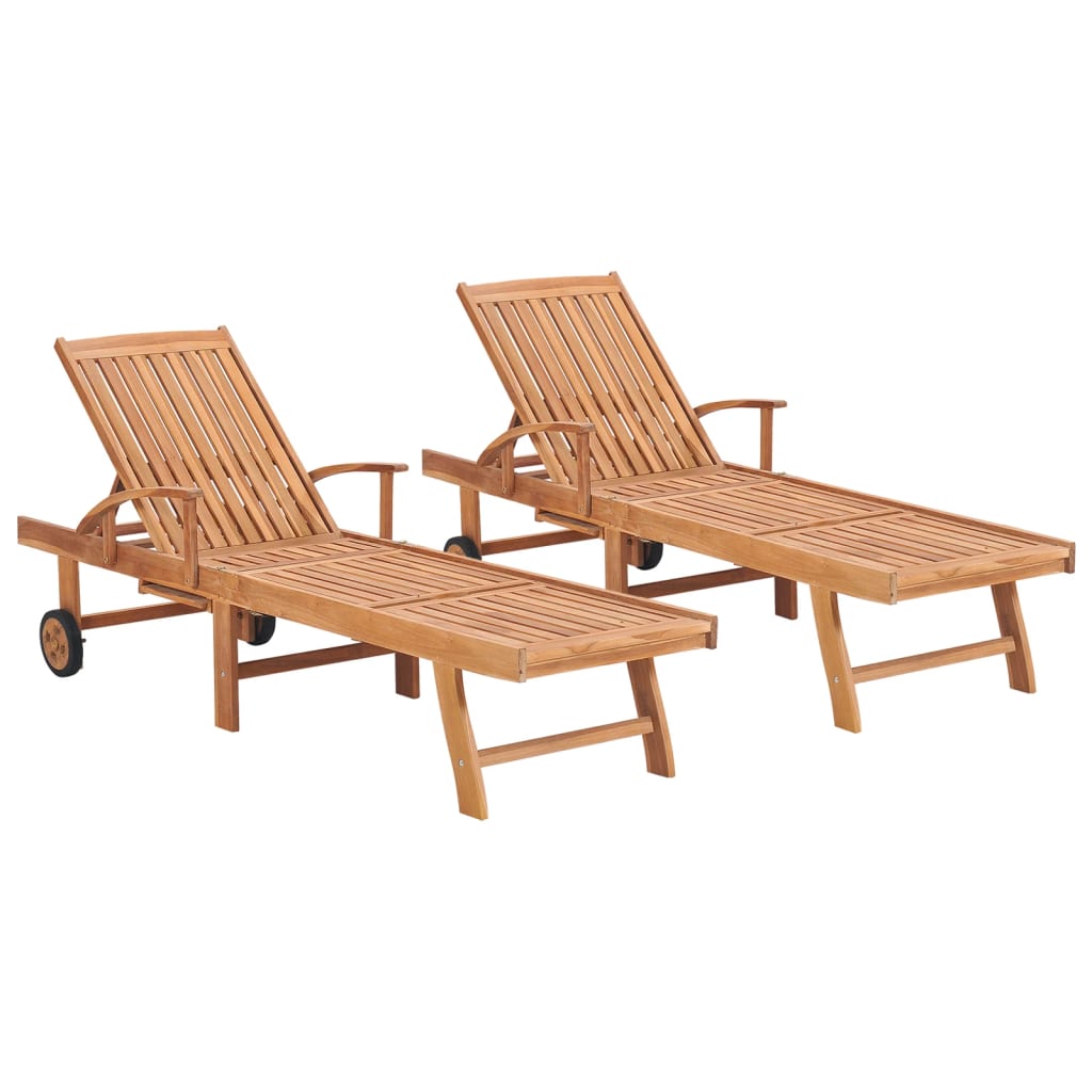 Ξαπλώστρες 2 τεμ. από Μασίφ Ξύλο Teak 1
