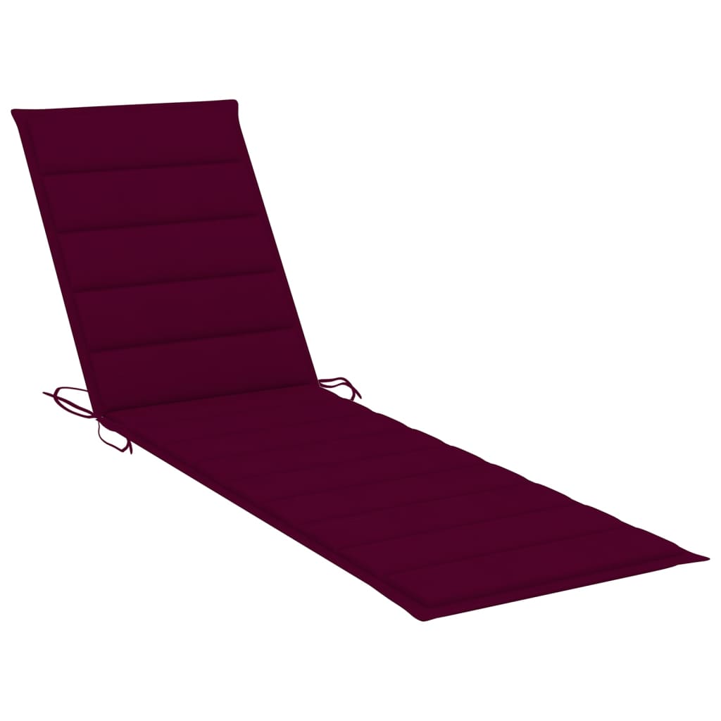 Ξαπλώστρες 2 τεμ. από Μασίφ Ξύλο Teak με Μπορντώ Μαξιλάρι 10
