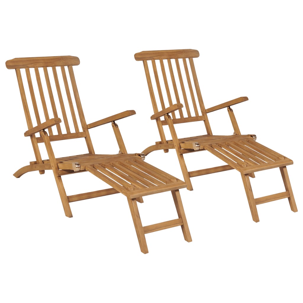 Ξαπλώστρες με Υποπόδια 2 τεμ. από Μασίφ Ξύλο Teak 1