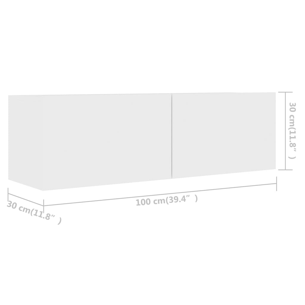 Έπιπλα Τηλεόρασης 4 τεμ. Λευκά 100 x 30 x 30 εκ. Επεξ. Ξύλο 8