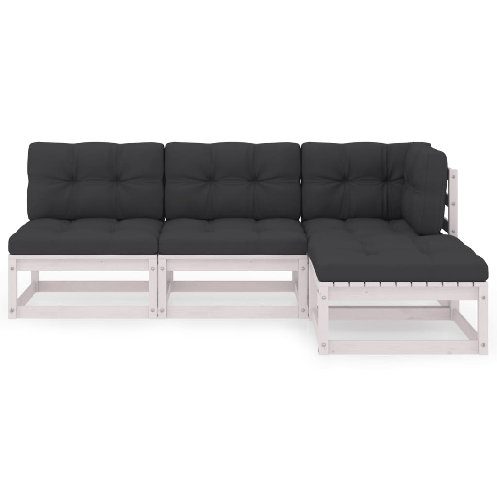 Σαλόνι Κήπου Σετ 4 Τεμαχίων από Μασίφ Ξύλο Πεύκου με Μαξιλάρια 3