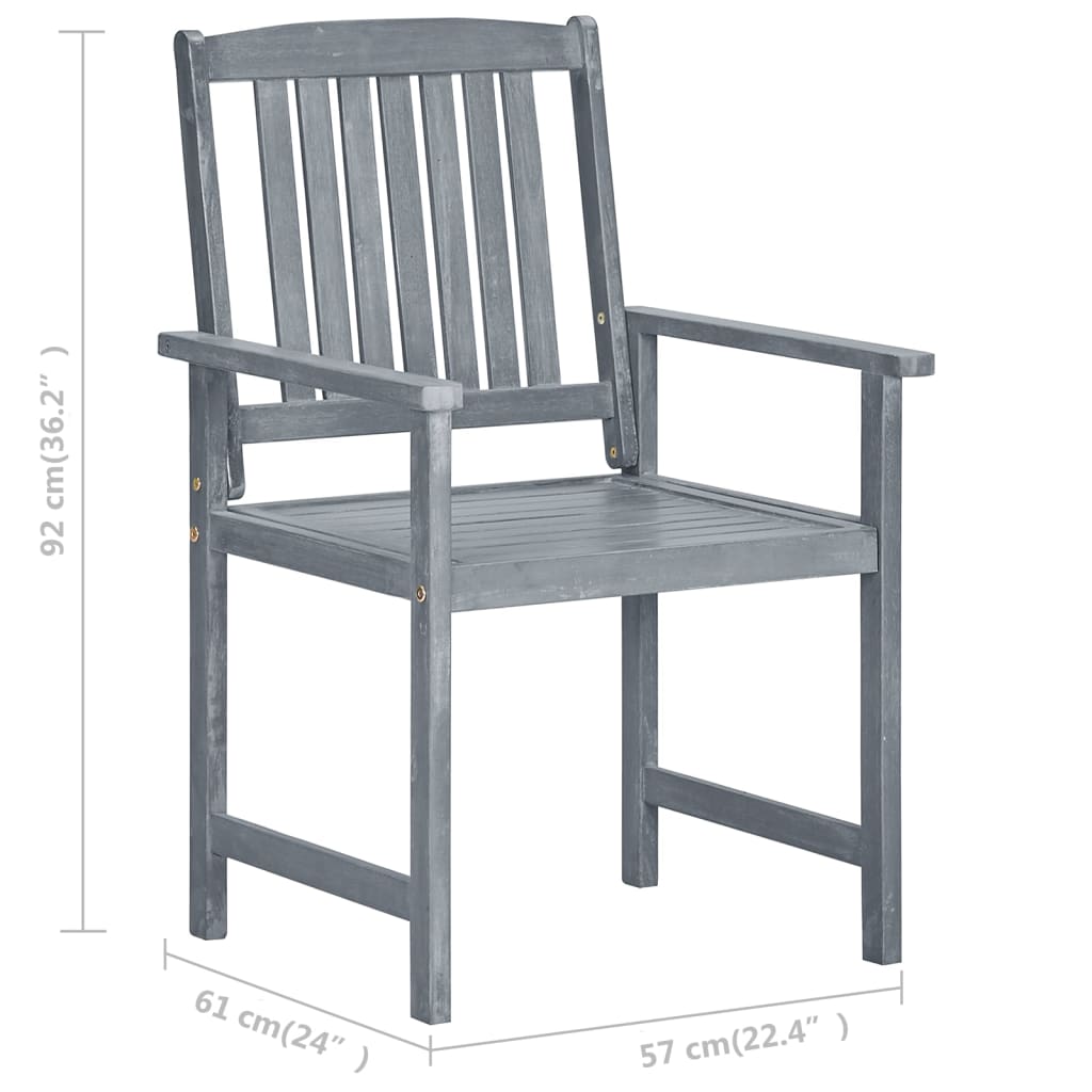 Καρέκλες Κήπου 8 τεμ. Γκρι από Μασίφ Ξύλο Ακακίας με Μαξιλάρια 7