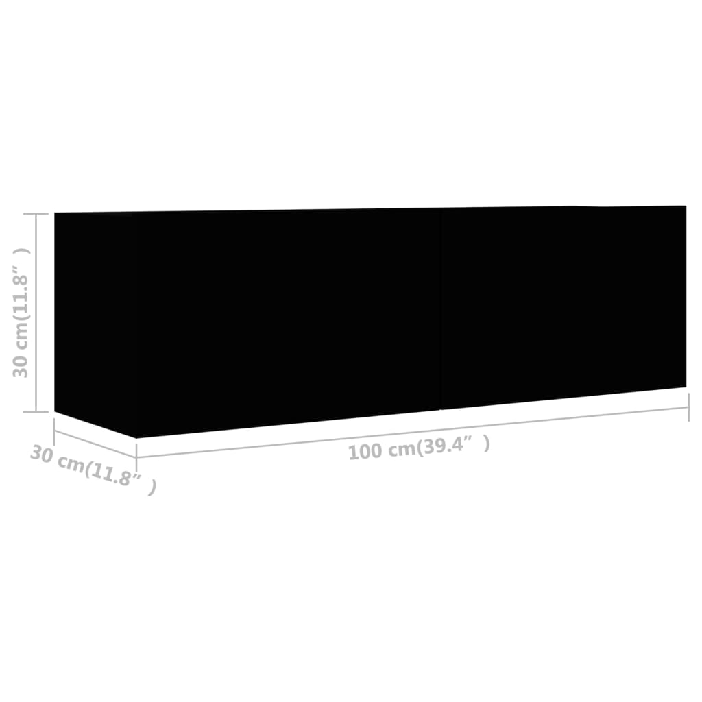 Έπιπλα Τηλεόρασης Σετ 2 Τεμαχίων Μαύρο από Επεξ. Ξύλο 7