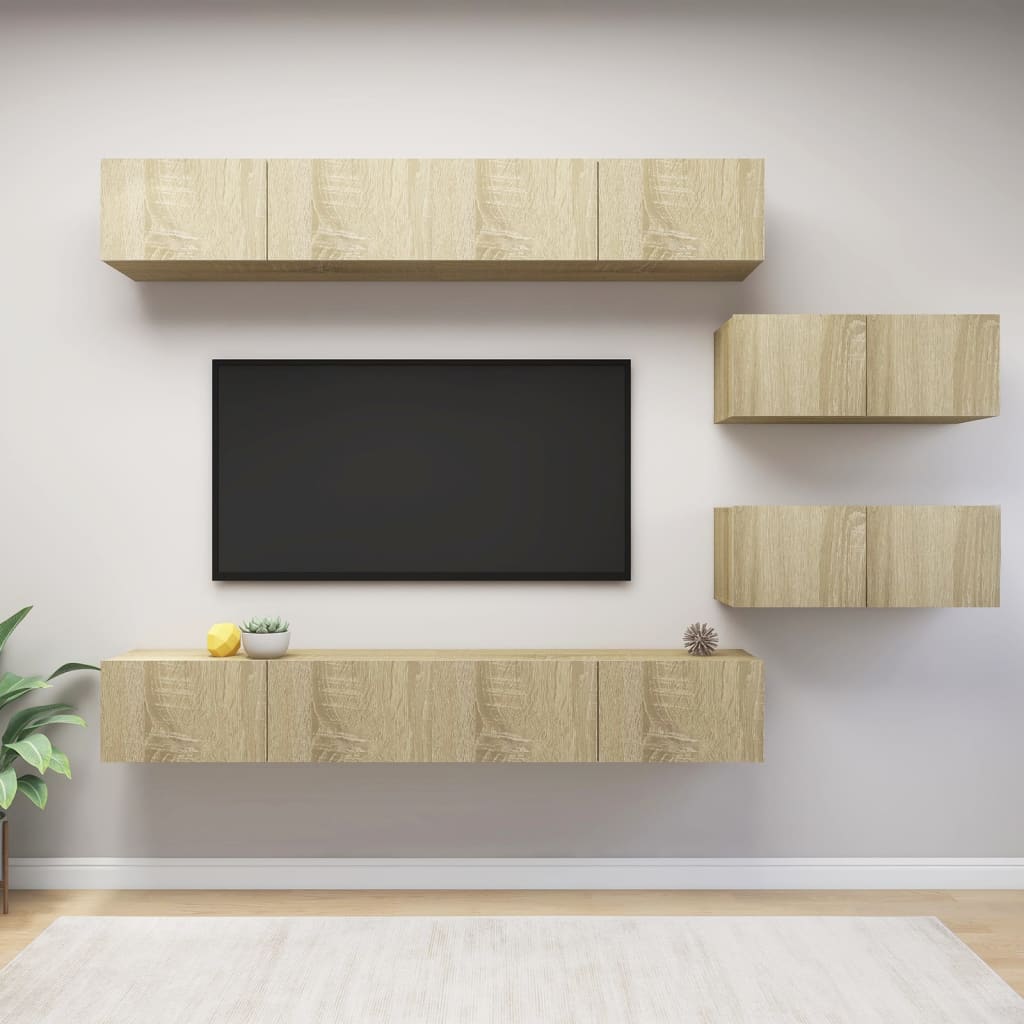 Έπιπλα Τηλεόρασης Σετ 6 Τεμαχίων Sonoma Δρυς από Επεξ. Ξύλο 1