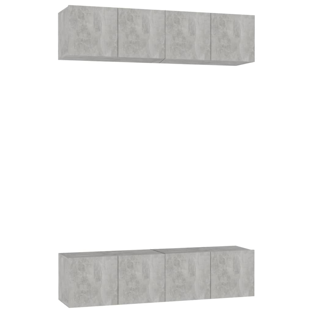 Έπιπλα Τηλεόρασης 4 τεμ. Γκρι Σκυρ. 60x30x30εκ. από Επεξ. Ξύλο 2
