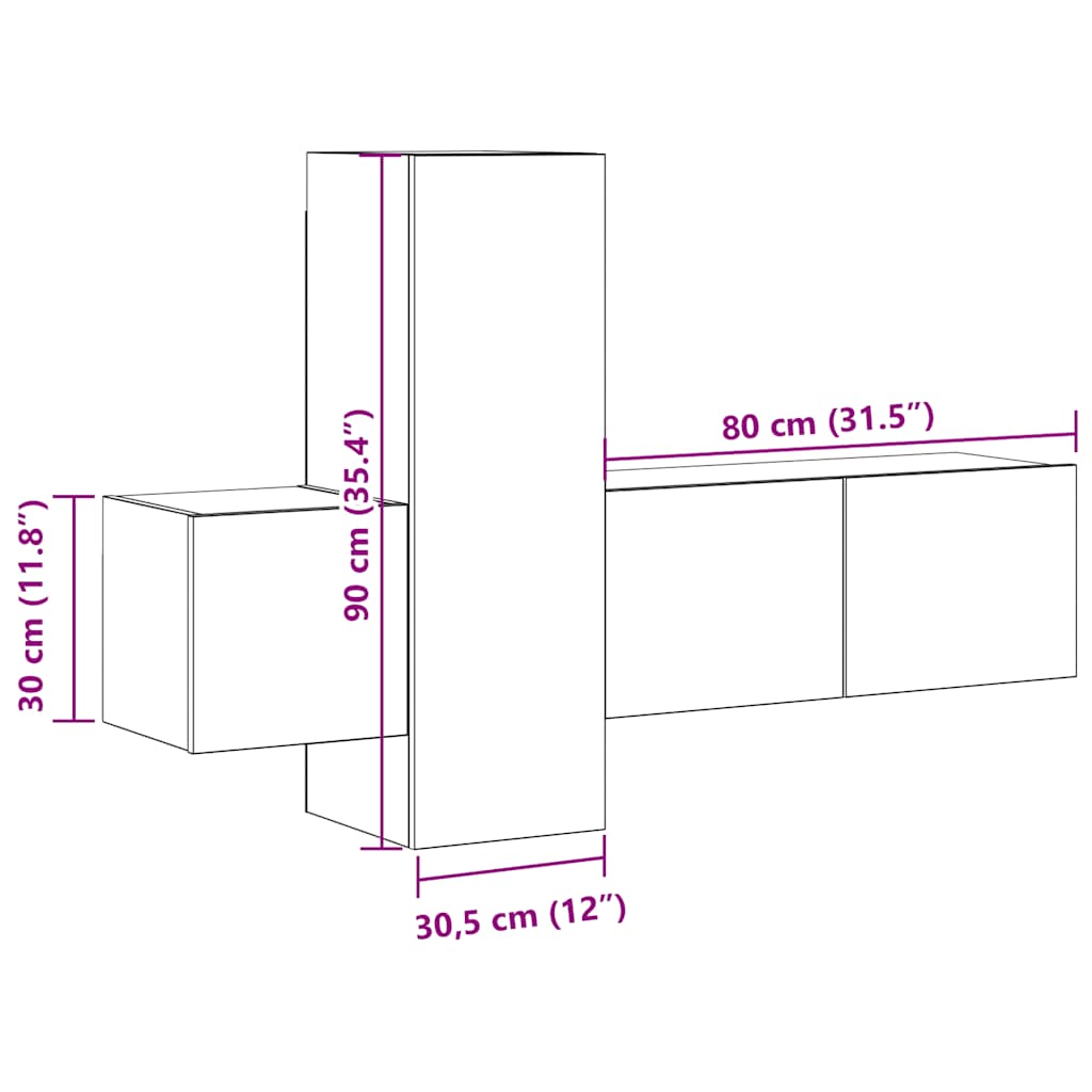 Έπιπλα Τηλεόρασης Σετ 3 Τεμαχίων Γκρι Σκυροδέματος Επεξ. Ξύλο 12