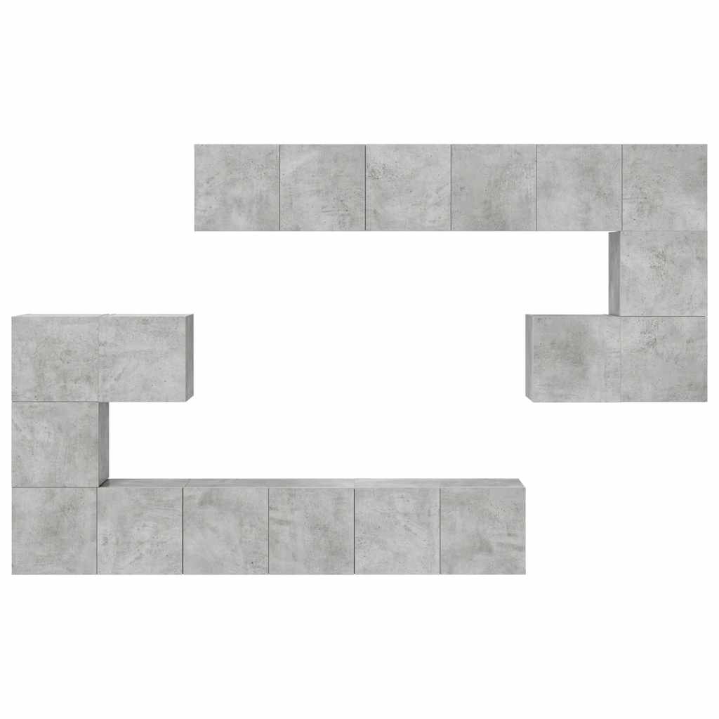 Έπιπλα Τηλεόρασης Σετ 10 τεμ. Γκρι Σκυροδέματος από Επεξ. Ξύλο 6
