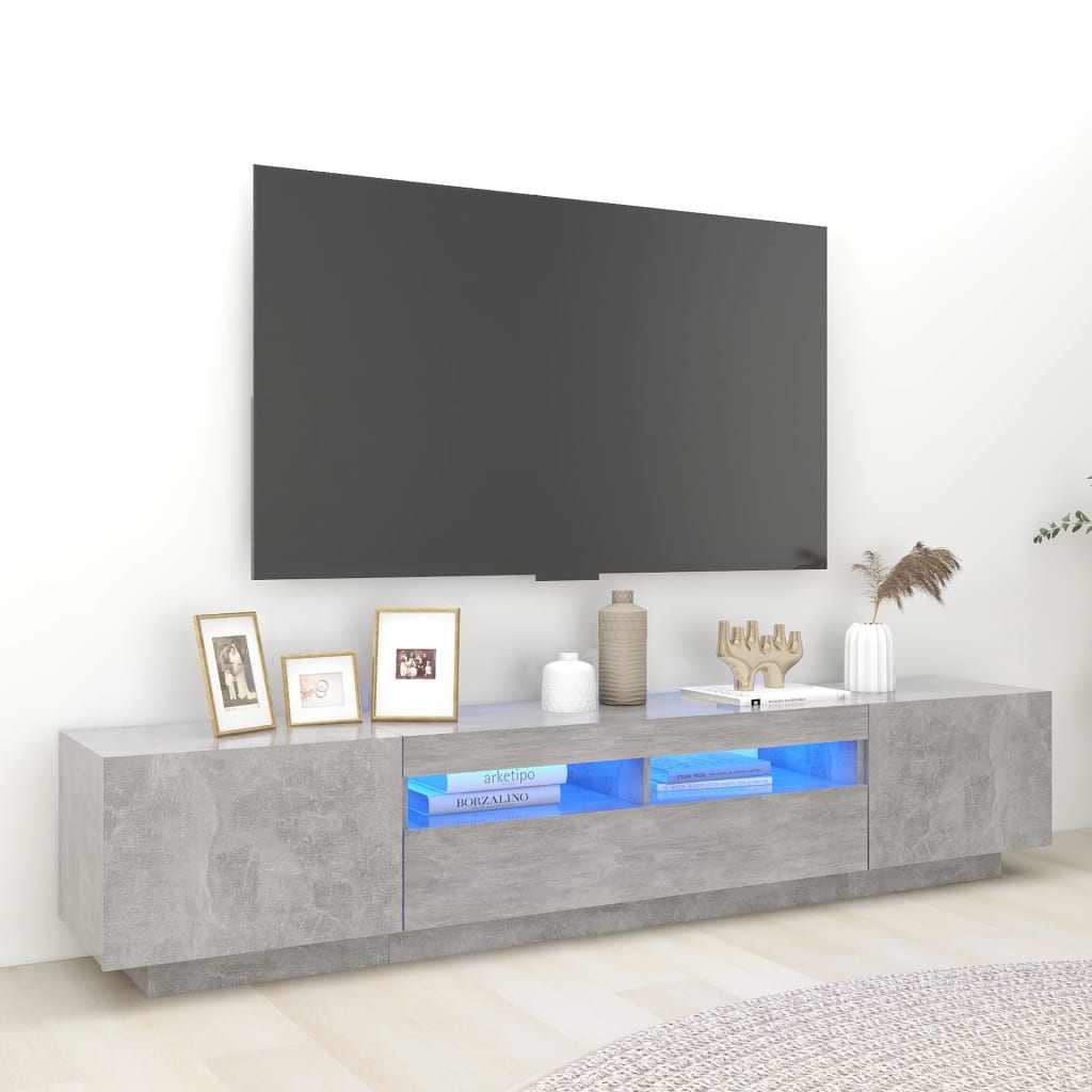 Έπιπλο Τηλεόρασης με LED Γκρι Σκυροδέματος 200 x 35 x 40 εκ. 1