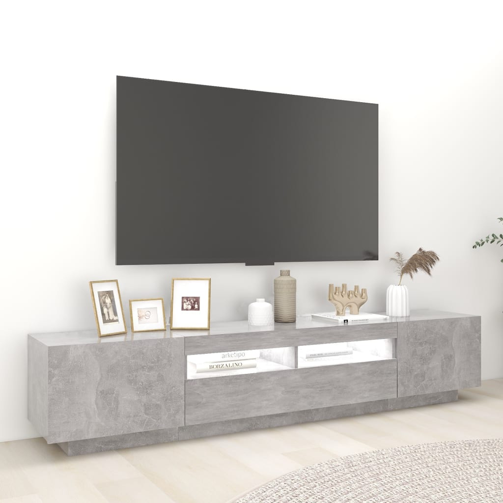 Έπιπλο Τηλεόρασης με LED Γκρι Σκυροδέματος 200 x 35 x 40 εκ. 3