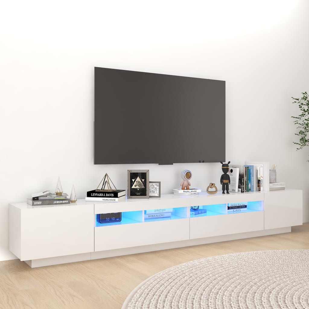 Έπιπλο Τηλεόρασης με LED Γυαλιστερό Λευκό 260 x 35 x 40 εκ. 1