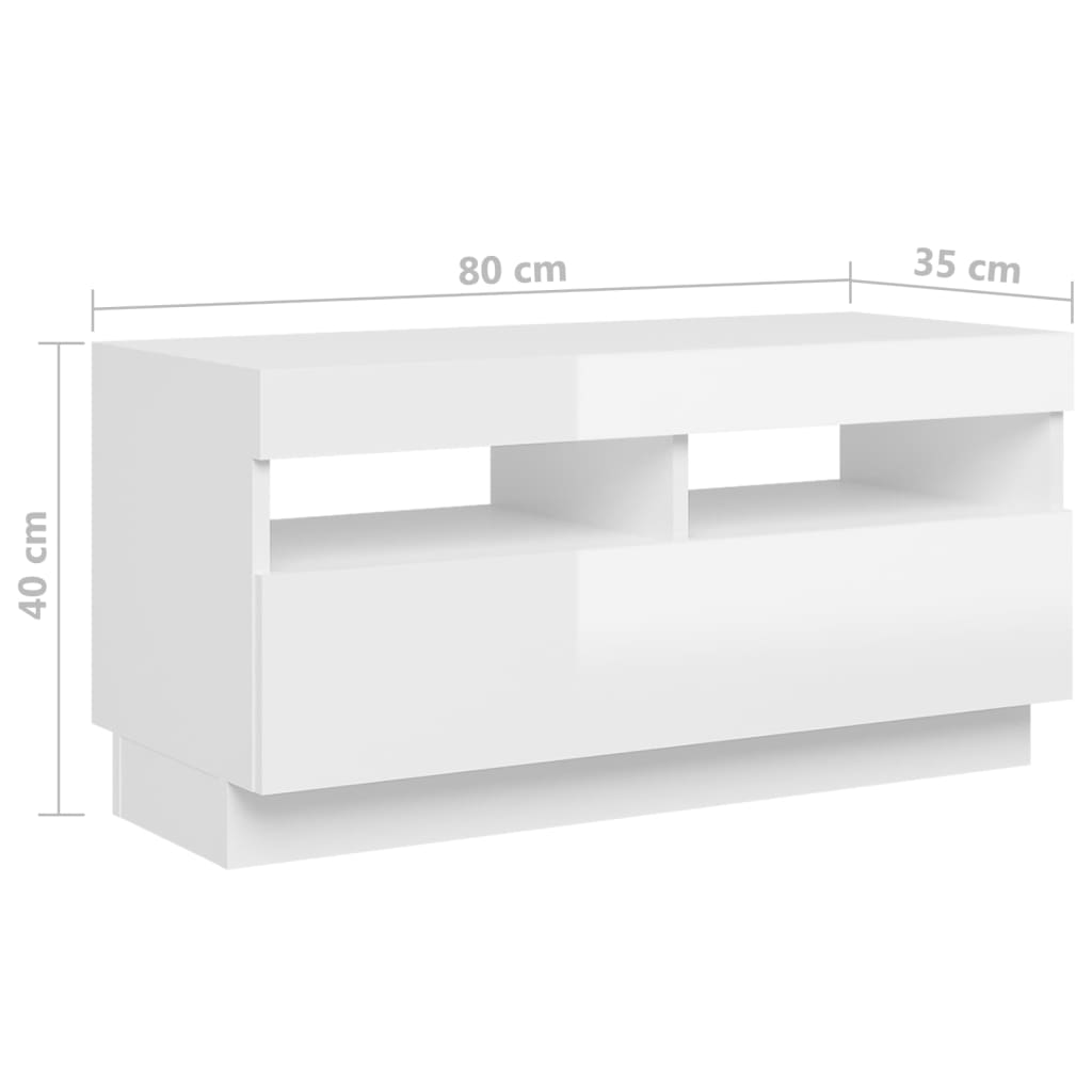 Έπιπλο Τηλεόρασης με LED Γυαλιστερό Λευκό 260 x 35 x 40 εκ. 10