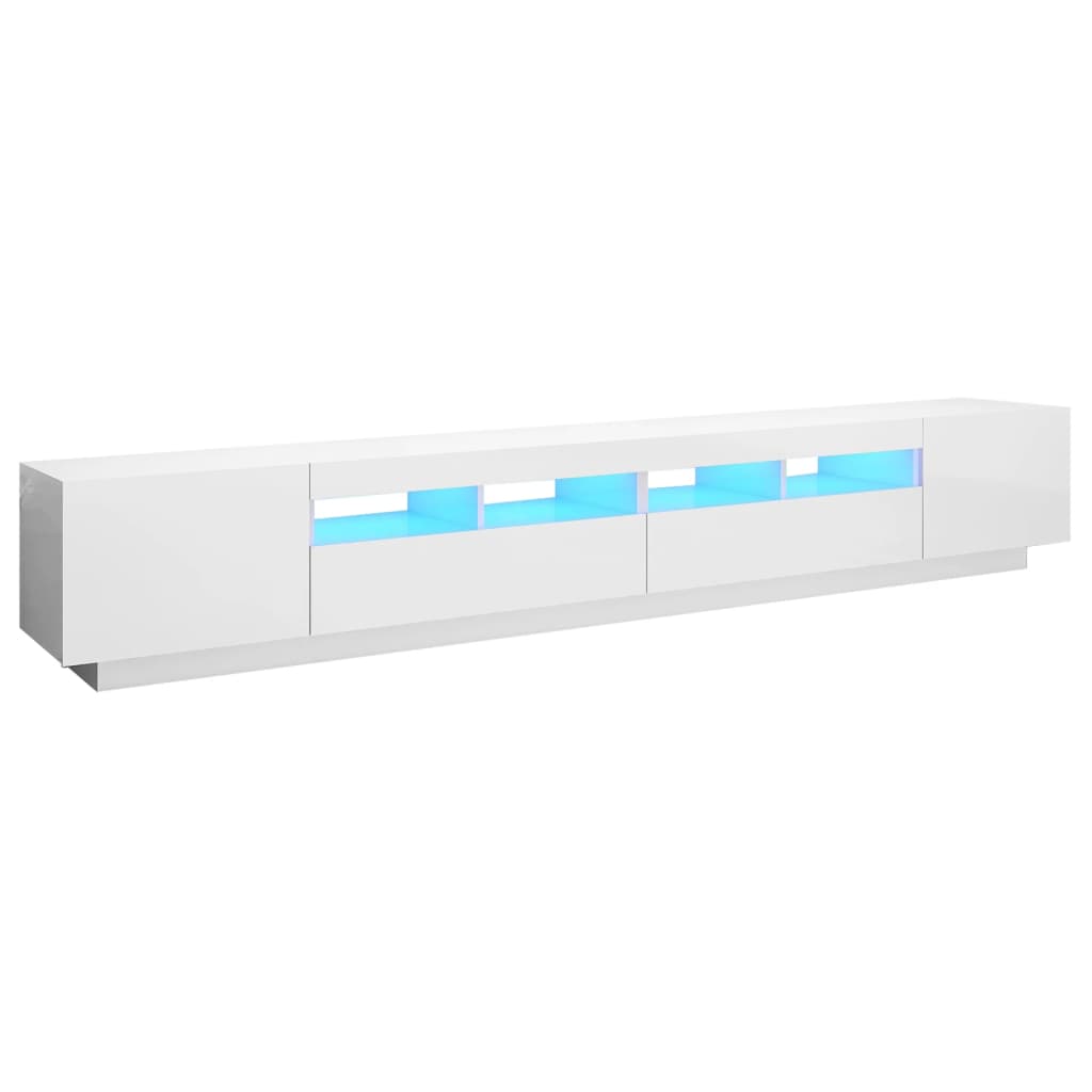 Έπιπλο Τηλεόρασης με LED Γυαλιστερό Λευκό 260 x 35 x 40 εκ. 2