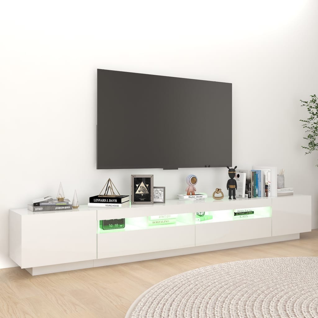 Έπιπλο Τηλεόρασης με LED Γυαλιστερό Λευκό 260 x 35 x 40 εκ. 3