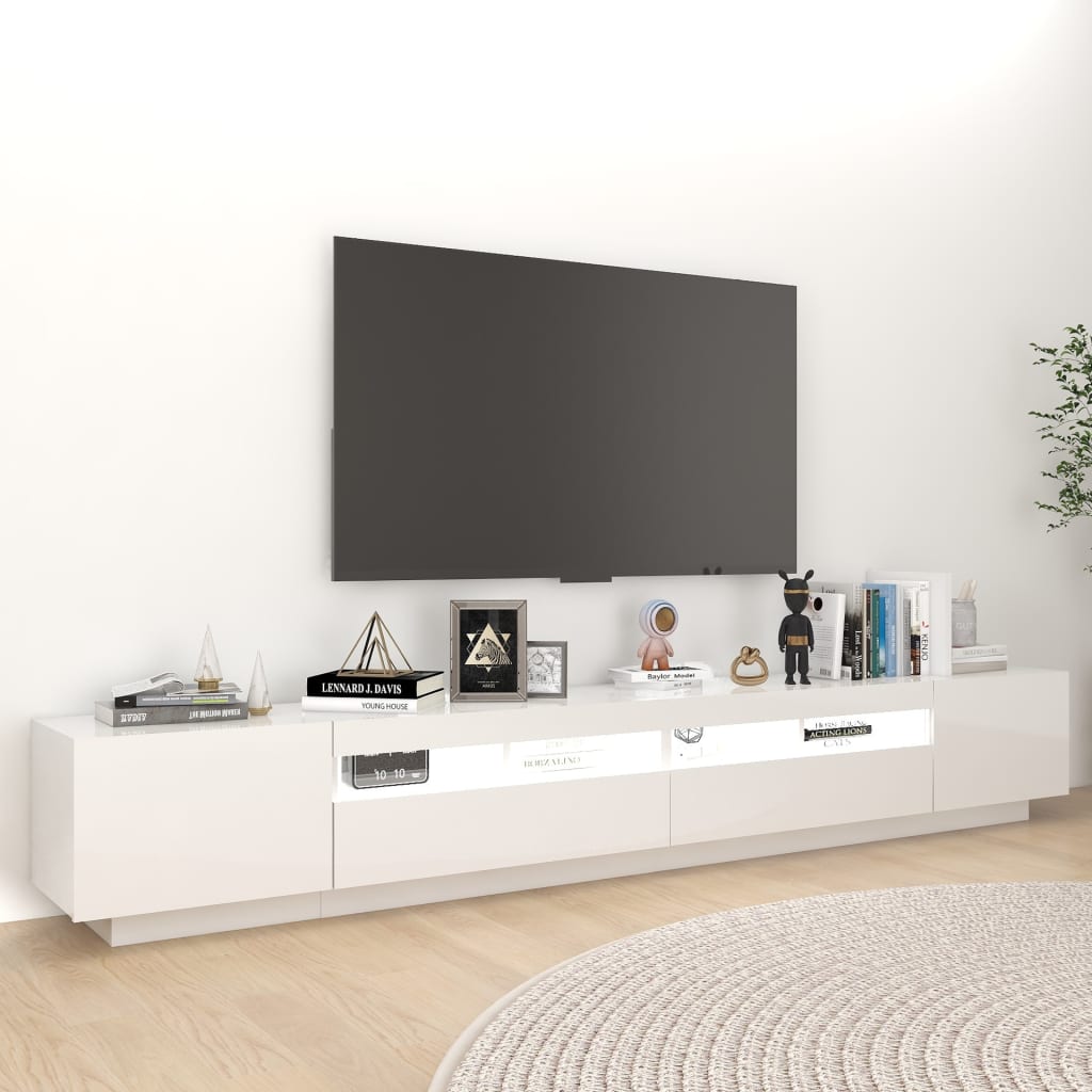 Έπιπλο Τηλεόρασης με LED Γυαλιστερό Λευκό 260 x 35 x 40 εκ. 4