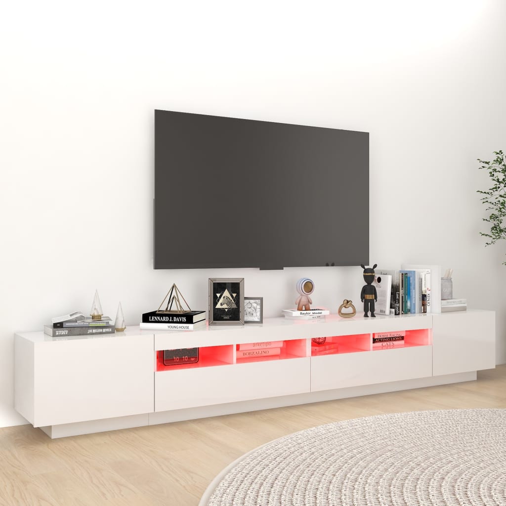Έπιπλο Τηλεόρασης με LED Γυαλιστερό Λευκό 260 x 35 x 40 εκ. 5