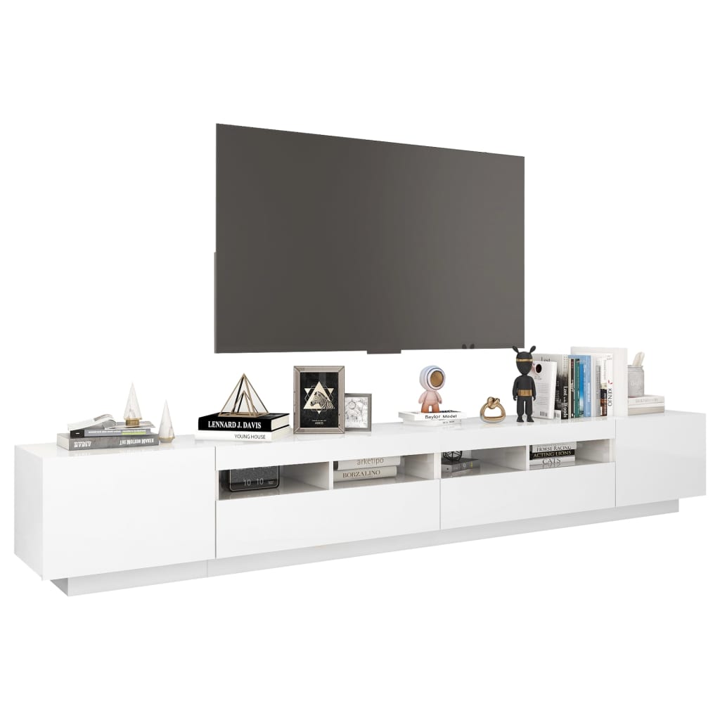 Έπιπλο Τηλεόρασης με LED Γυαλιστερό Λευκό 260 x 35 x 40 εκ. 6