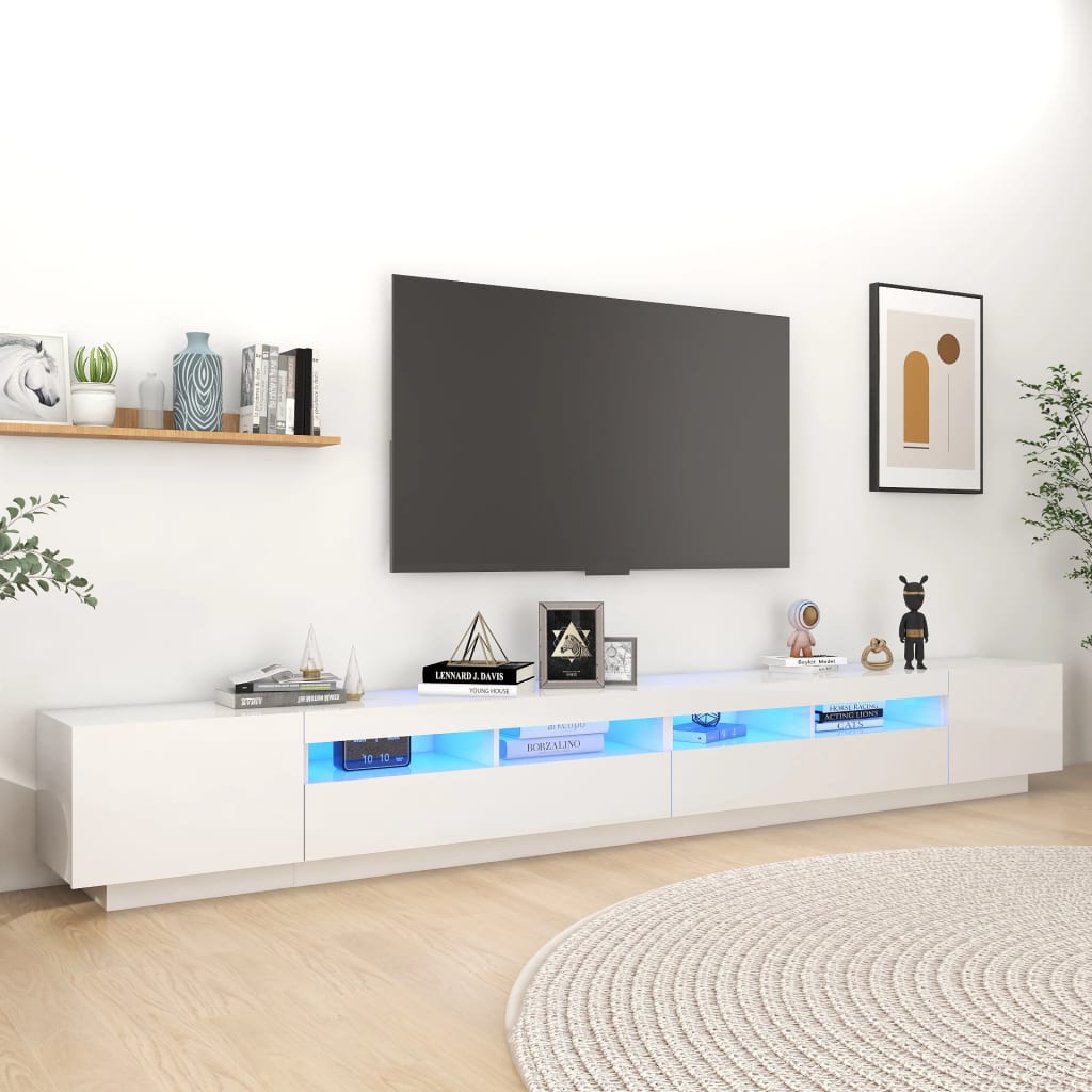 Έπιπλο Τηλεόρασης με LED Γυαλιστερό Λευκό 300 x 35 x 40 εκ. 1