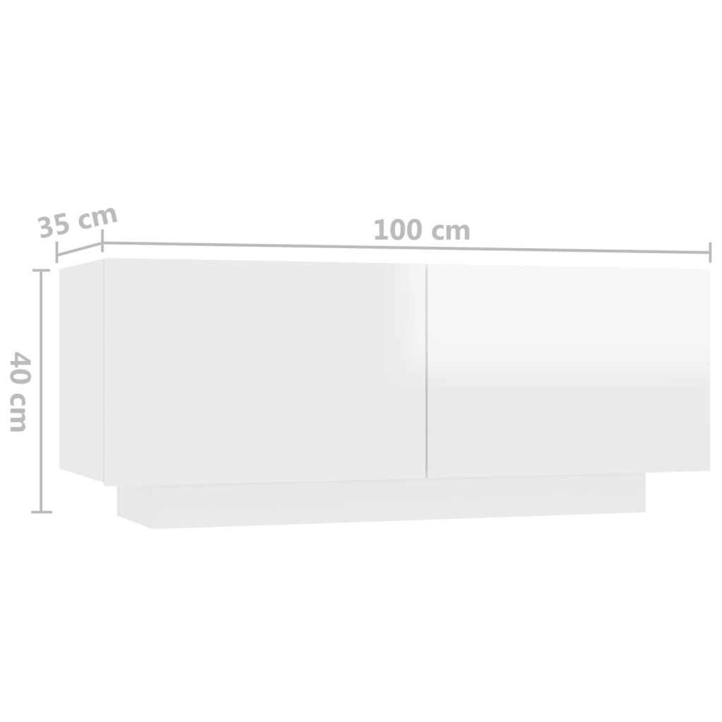 Έπιπλο Τηλεόρασης με LED Γυαλιστερό Λευκό 300 x 35 x 40 εκ. 12