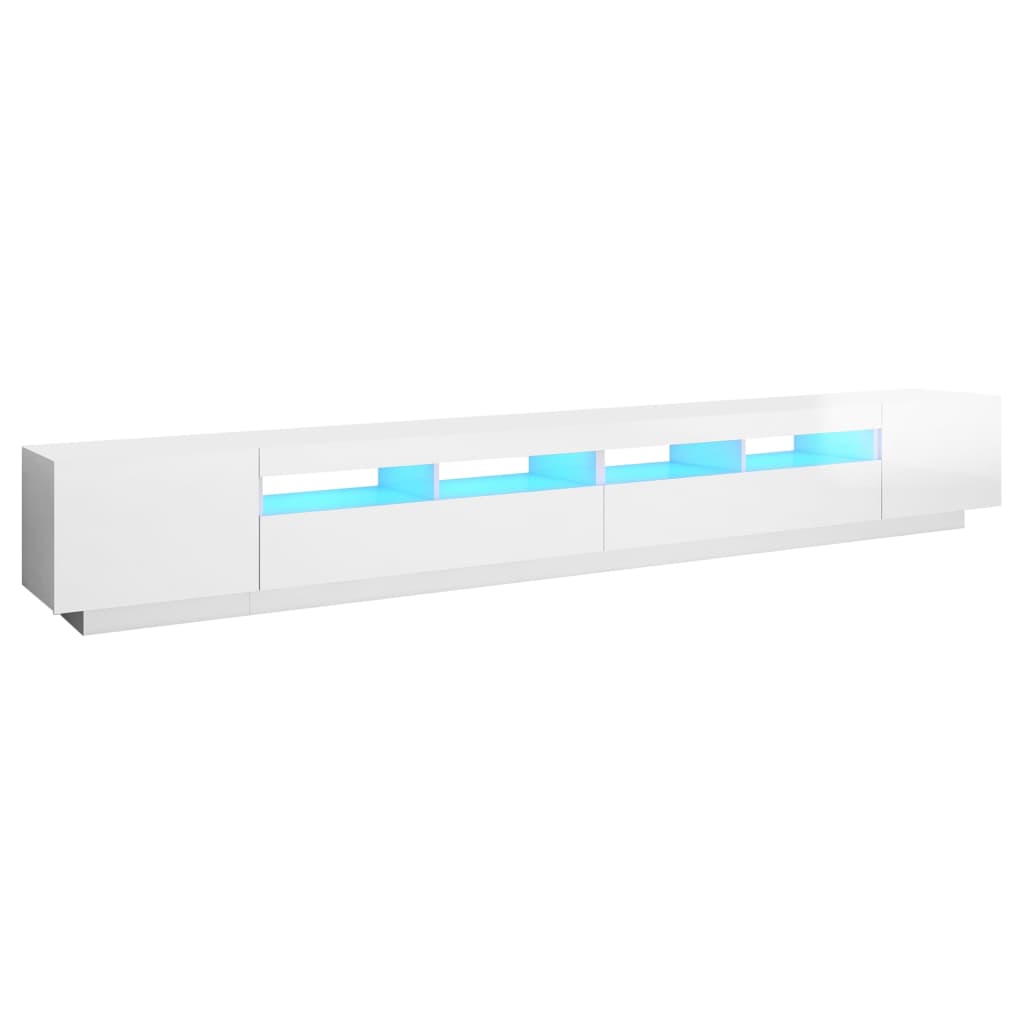 Έπιπλο Τηλεόρασης με LED Γυαλιστερό Λευκό 300 x 35 x 40 εκ. 2