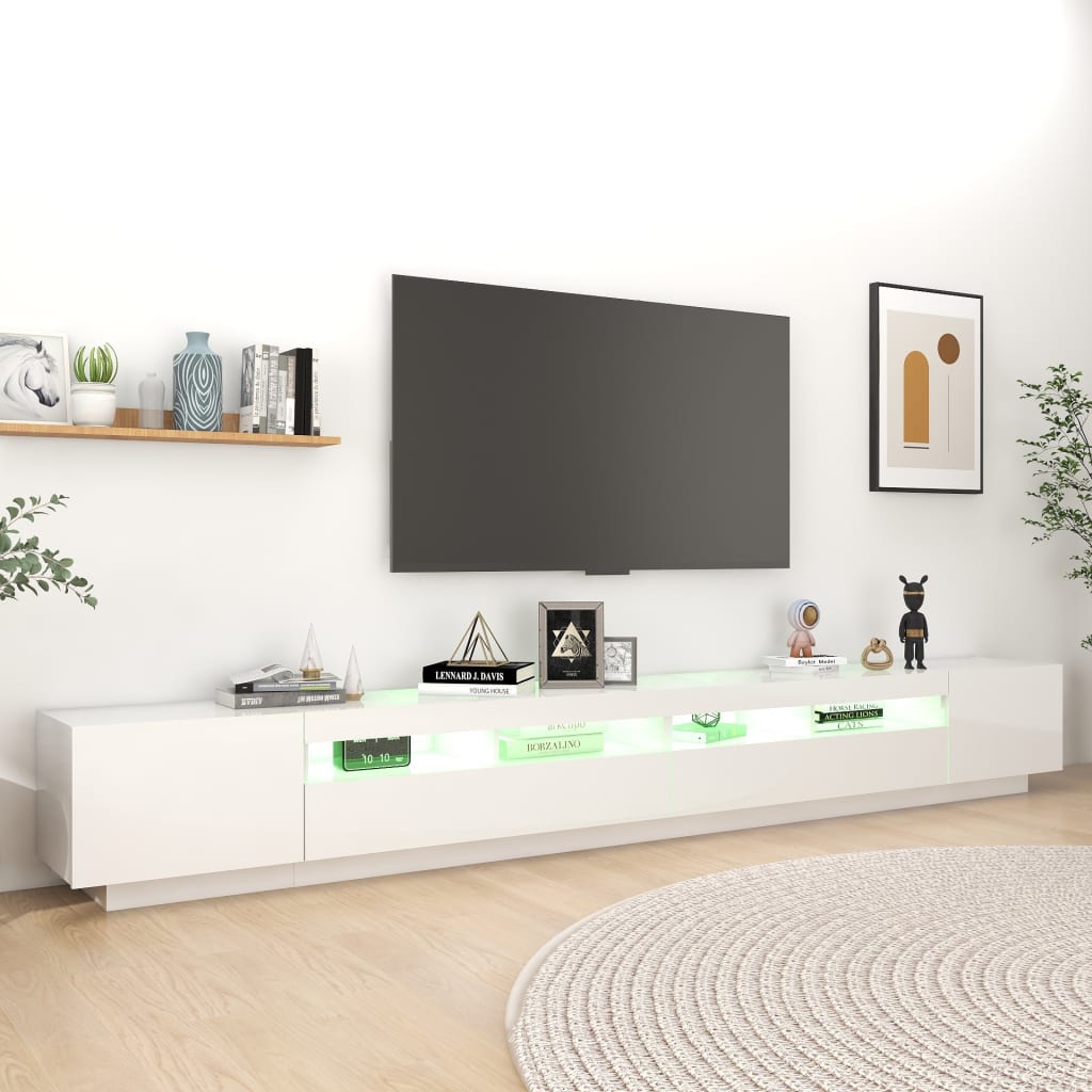 Έπιπλο Τηλεόρασης με LED Γυαλιστερό Λευκό 300 x 35 x 40 εκ. 5