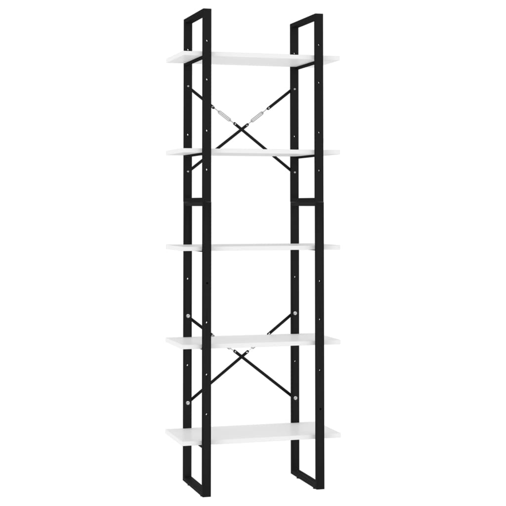 Βιβλιοθήκη με 5 Ράφια Λευκή 60 x 30 x 175 εκ. από Επεξ. Ξύλο 2