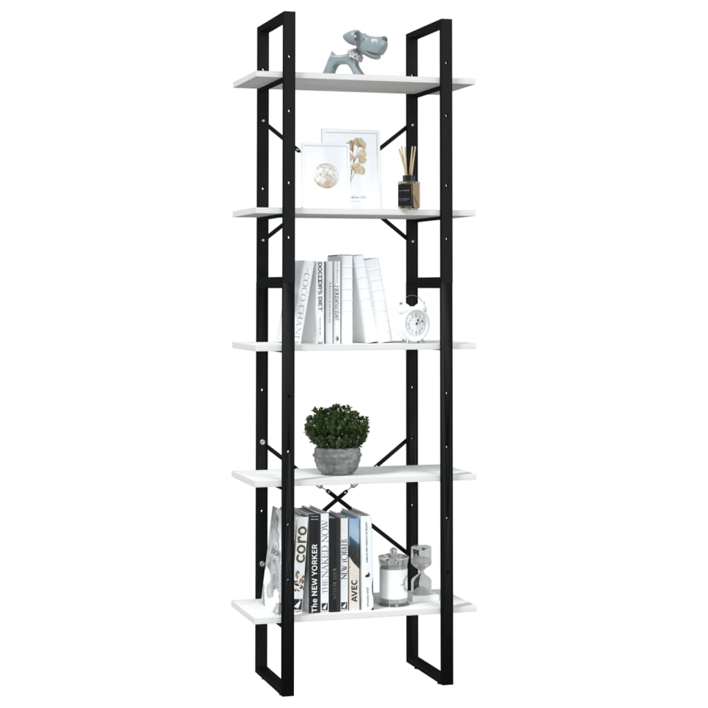 Βιβλιοθήκη με 5 Ράφια Λευκή 60 x 30 x 175 εκ. από Ξύλο Πεύκου 3