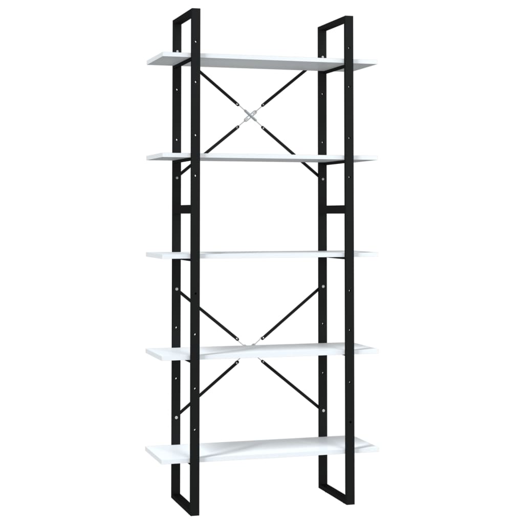 Βιβλιοθήκη με 5 Ράφια Λευκή 80 x 30 x 175 εκ. από Επεξ. Ξύλο 2