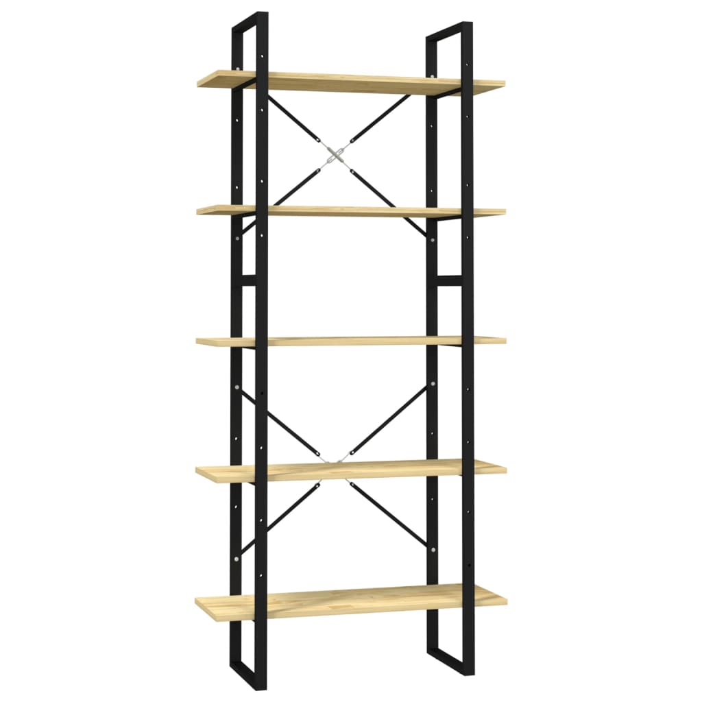 Βιβλιοθήκη με 5 Ράφια 80 x 30 x 175 εκ. από Ξύλο Πεύκου 2