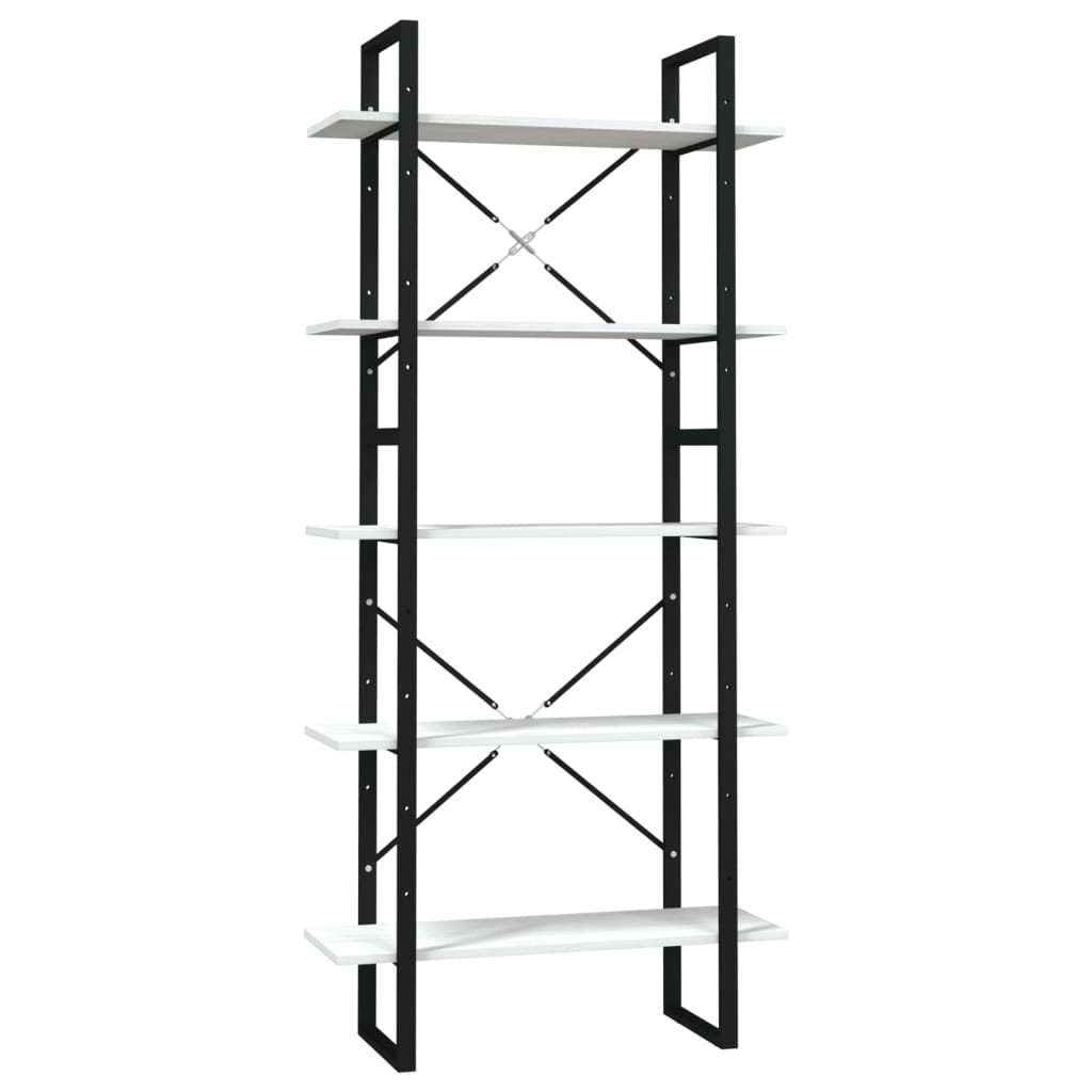 Βιβλιοθήκη με 5 Ράφια Λευκή 80 x 30 x 175 εκ. από Ξύλο Πεύκου 2