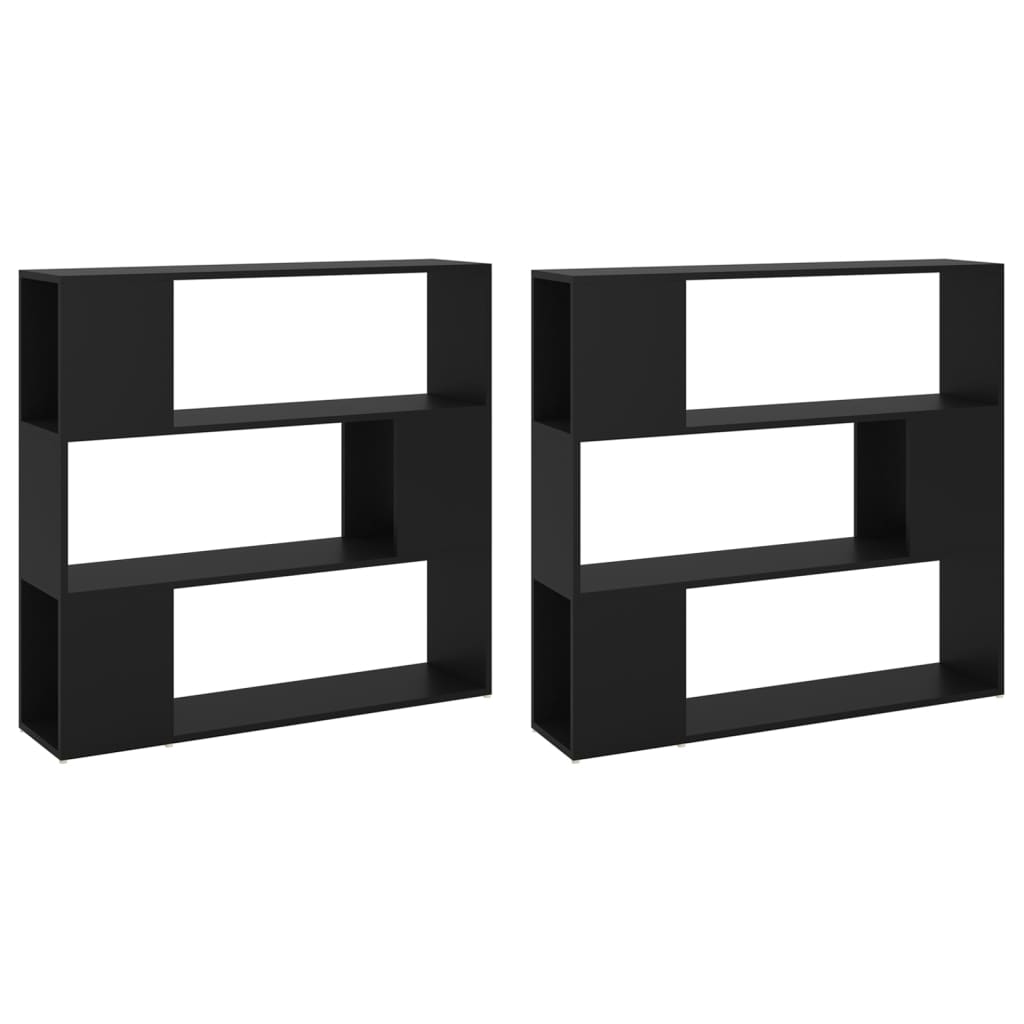 Βιβλιοθήκη/Διαχωριστικό Χώρου Μαύρο 100 x 24 x 188 εκ. 7