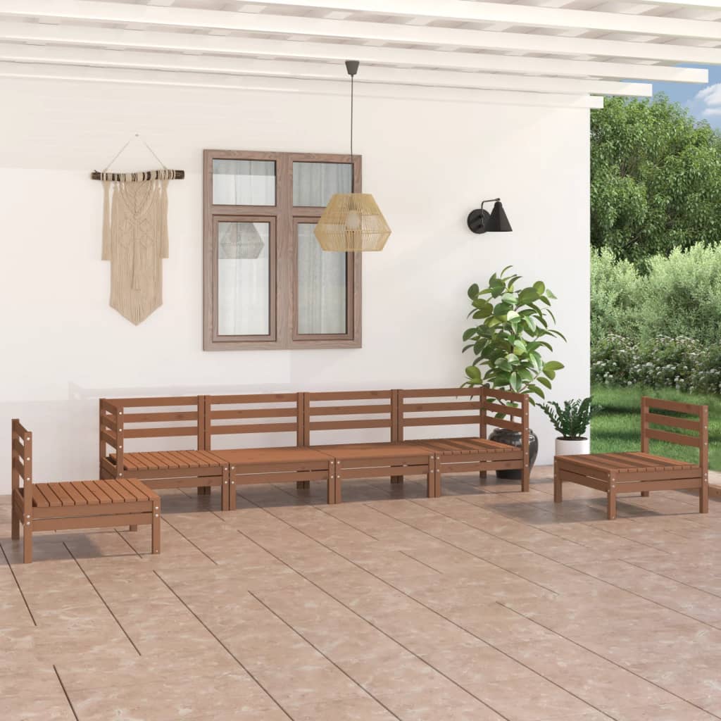 Σαλόνι Κήπου Σετ 6 Τεμαχίων Καφέ Μελί από Μασίφ Ξύλο Πεύκου 1