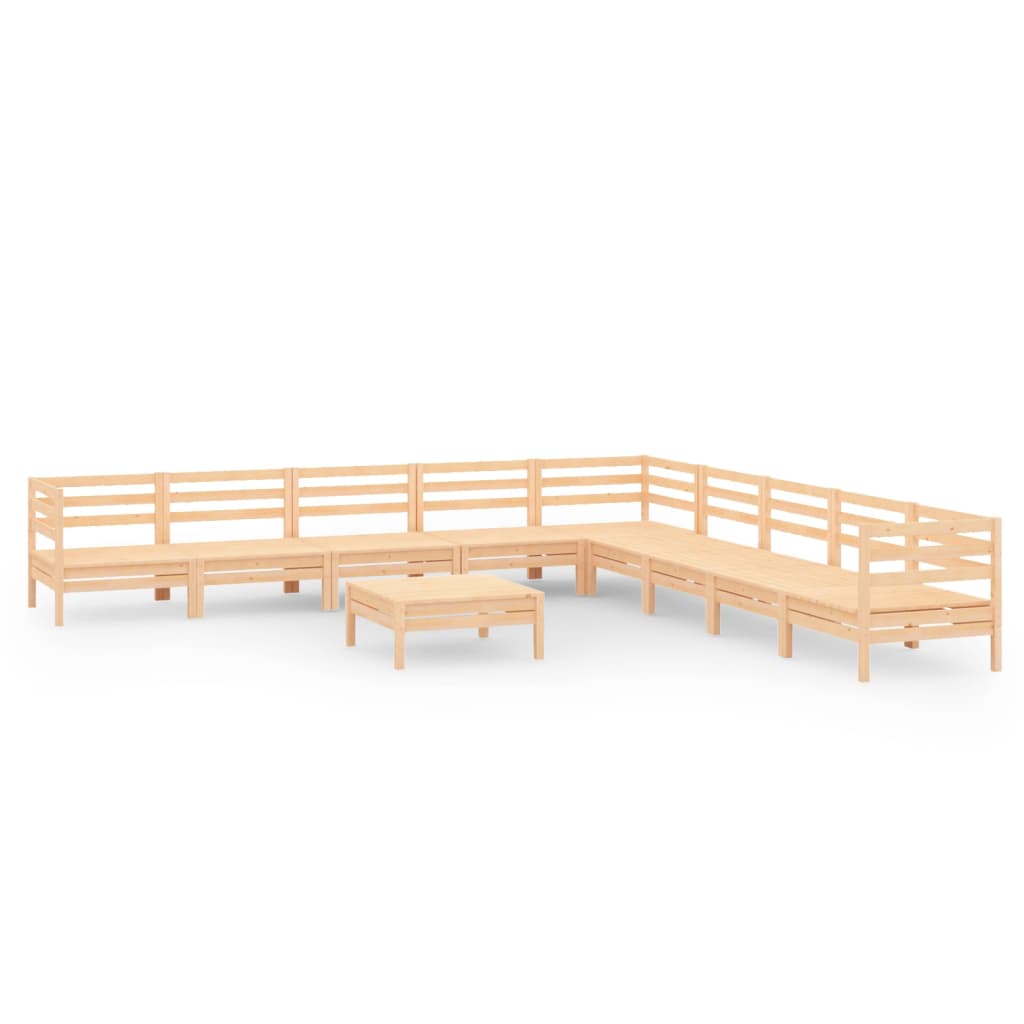 Σαλόνι Κήπου Σετ 10 Τεμαχίων από Μασίφ Ξύλο Πεύκου 2
