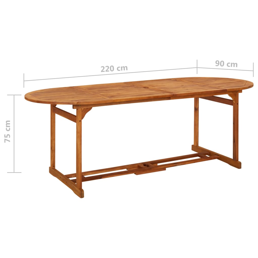 Σετ Τραπεζαρίας Κήπου 11 Τεμαχίων 220x90x75 εκ. Μασίφ Ακακία 12