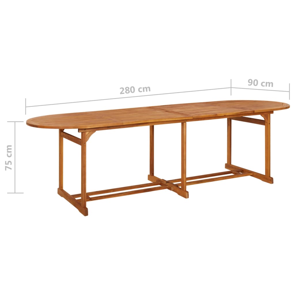 Σετ Τραπεζαρίας Κήπου 13 Τεμαχίων 280x90x75 εκ. Μασίφ Ακακία 12