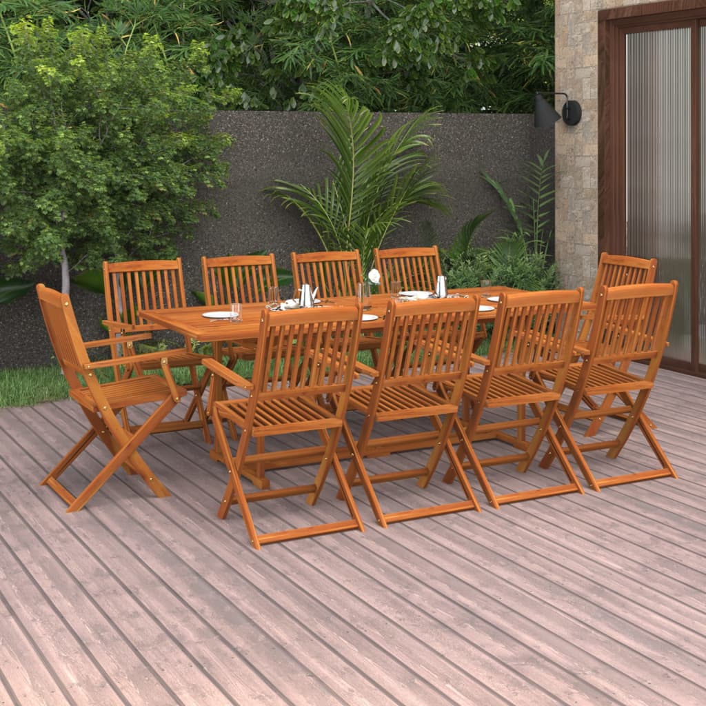 Σετ Τραπεζαρίας Κήπου 11 Τεμαχίων 220x90x75 εκ. Μασίφ Ακακία 1