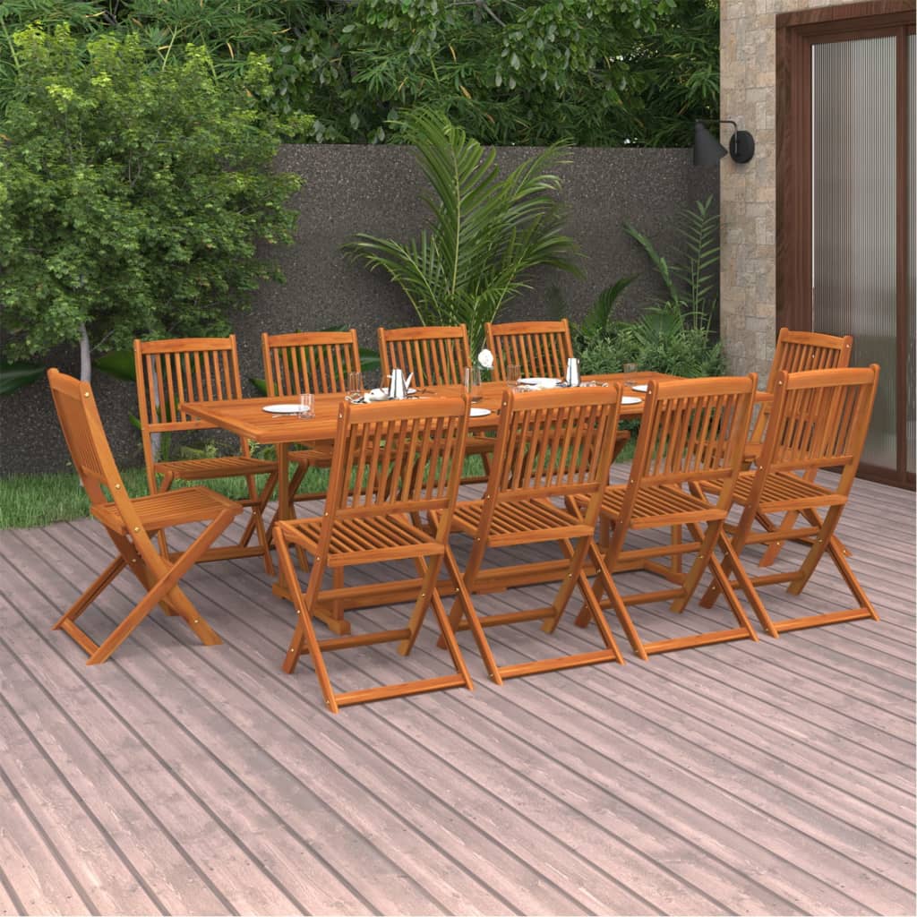 Σετ Τραπεζαρίας Κήπου 11 Τεμαχίων 220x90x75 εκ. Μασίφ Ακακία 1