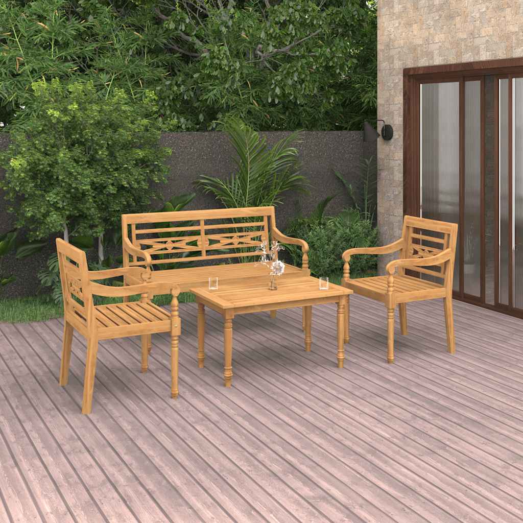 Σαλόνι Κήπου Σετ 4 Τεμαχίων από Μασίφ Ξύλο Teak 1
