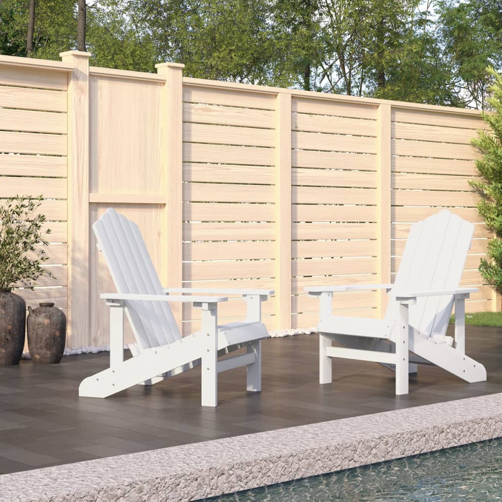 Καρέκλες Κήπου Adirondack 2 τεμ. Λευκές από HDPE 1