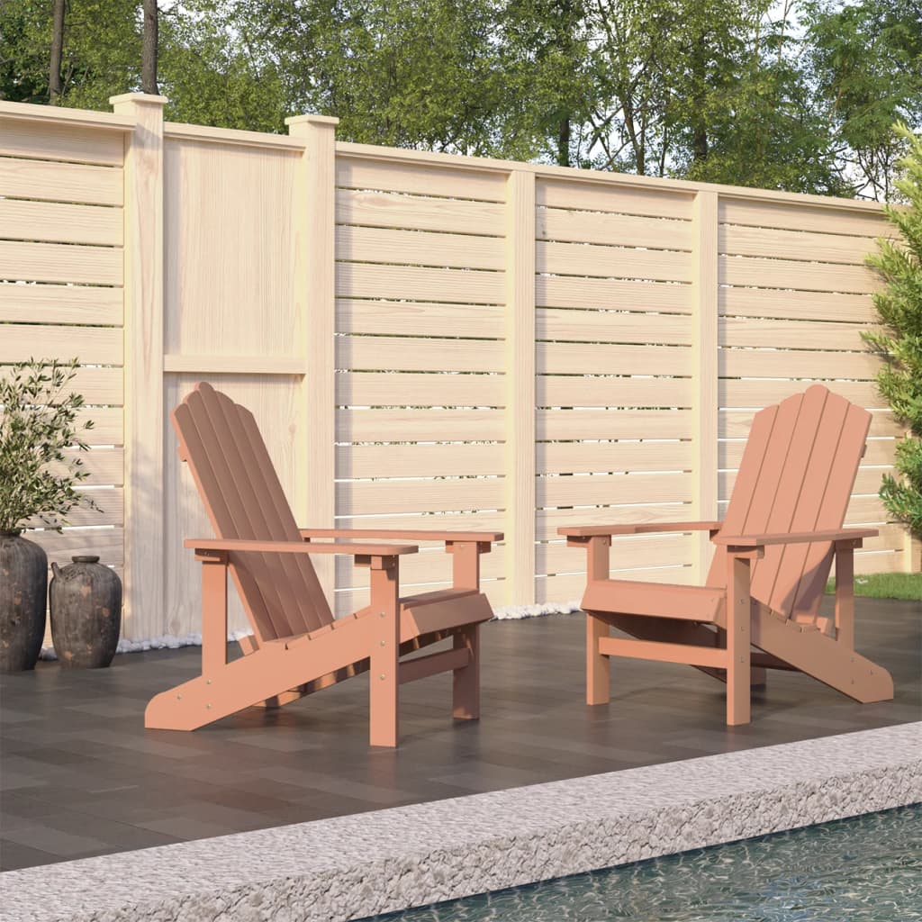 Καρέκλες Κήπου Adirondack 2 τεμ. Καφέ από HDPE 1