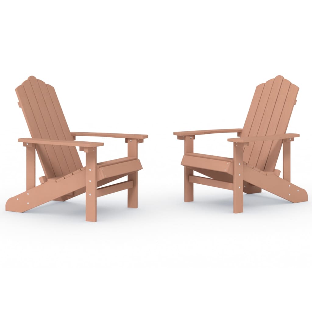 Καρέκλες Κήπου Adirondack 2 τεμ. Καφέ από HDPE 2