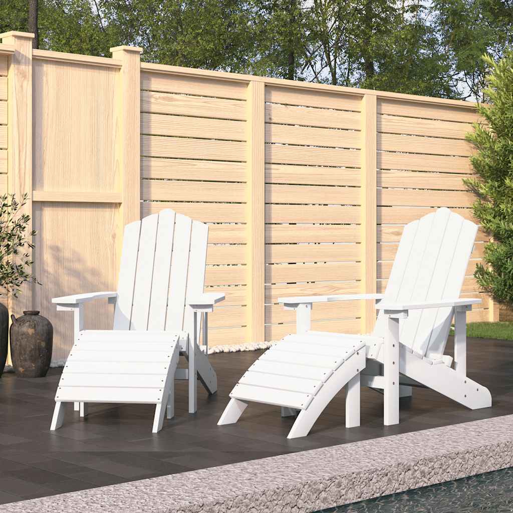 Καρέκλες Κήπου Adirondack 2 τεμ. Λευκές από HDPE με Υποπόδια 1