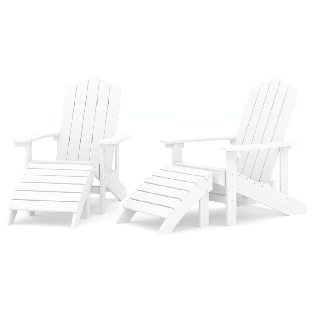 Καρέκλες Κήπου Adirondack 2 τεμ. Λευκές από HDPE με Υποπόδια 2