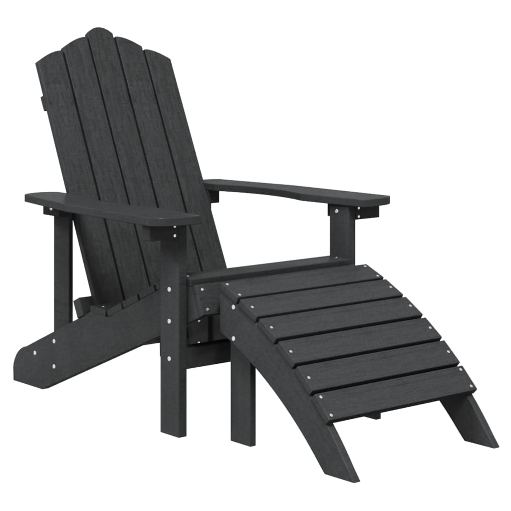 Καρέκλες Κήπου Adirondack 2 τεμ. Ανθρακί από HDPE με Υποπόδια 3