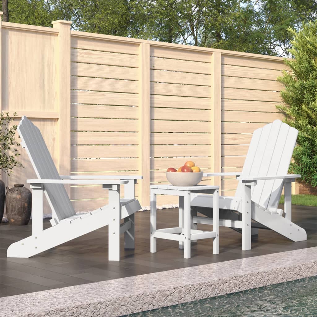 Καρέκλες Κήπου Adirondack Λευκές από HDPE με Τραπεζάκι 1