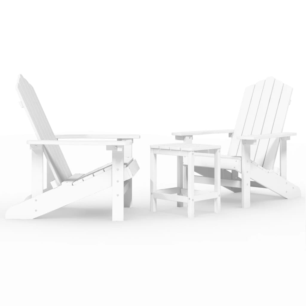 Καρέκλες Κήπου Adirondack Λευκές από HDPE με Τραπεζάκι 2