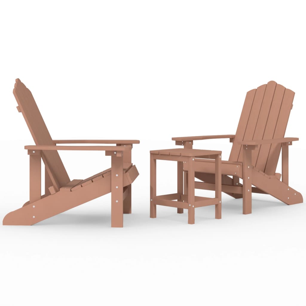 Καρέκλες Κήπου Adirondack Καφέ από HDPE με Τραπεζάκι 2