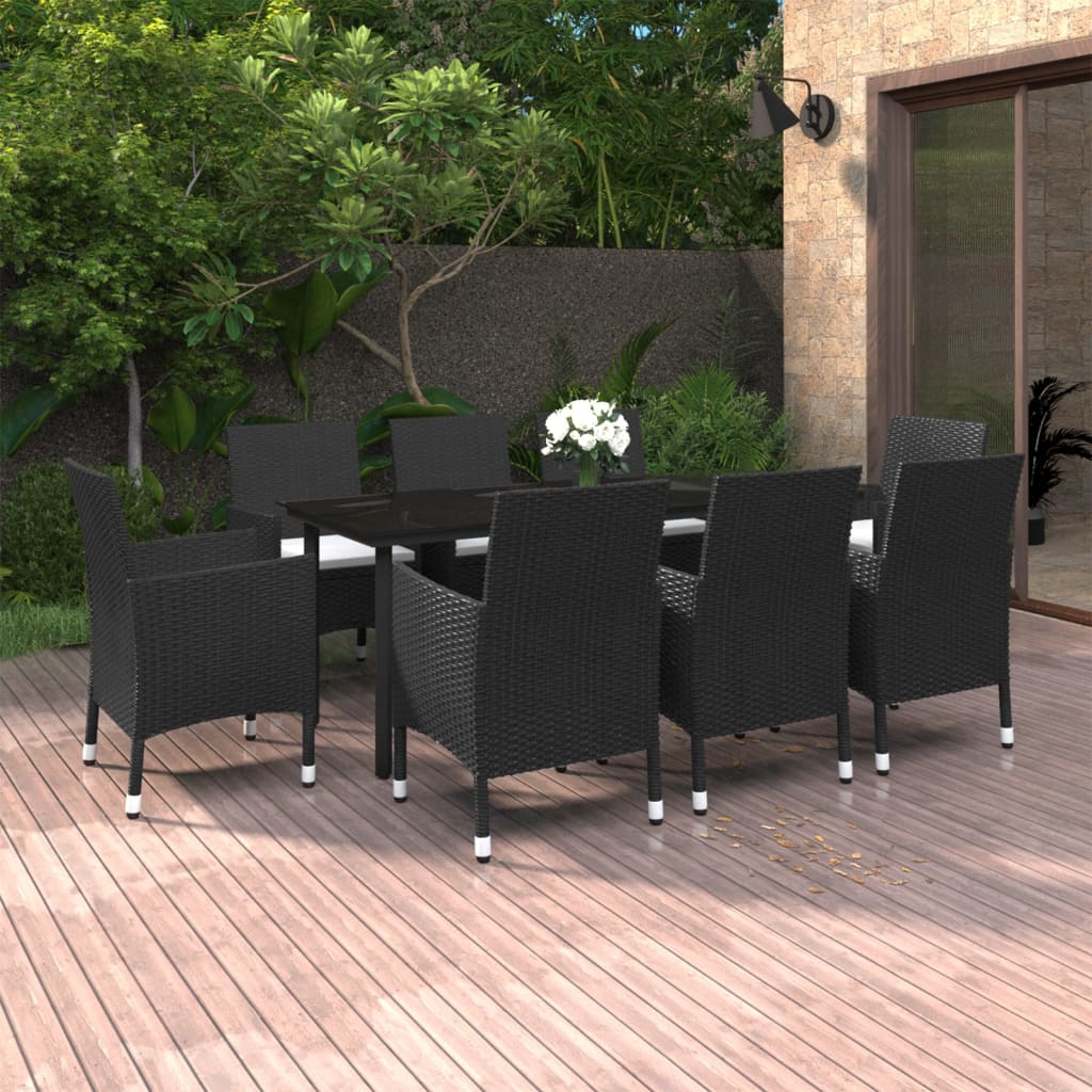 v Σετ Τραπεζαρίας Κήπου 9 τεμ. Συνθ. Ρατάν/Γυαλί με Μαξιλάρια 1