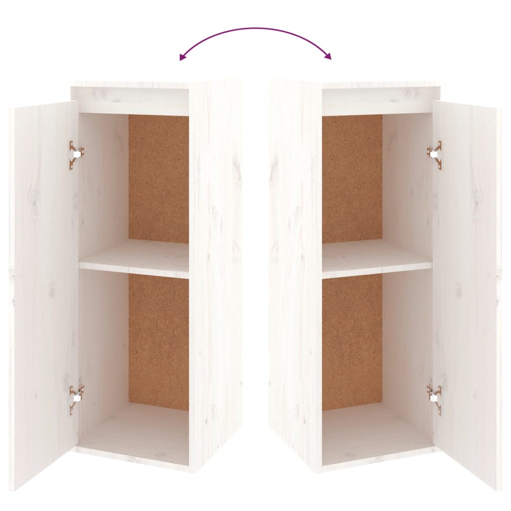 Έπιπλα Τηλεόρασης 2 τεμ. Λευκά από Μασίφ Ξύλο Πεύκου 8