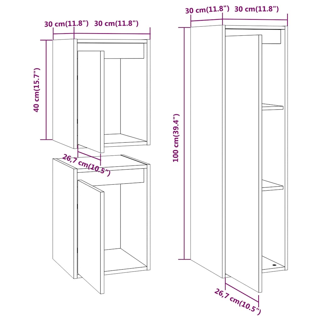 Έπιπλα Τηλεόρασης 3 τεμ. Λευκά από Μασίφ Ξύλο Πεύκου 9